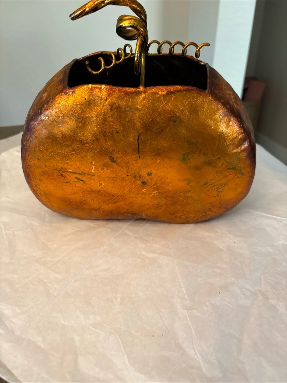 Adorable Hanging /sit Orange Metal Pumpkin Candle Holder Fall Autumn Decoration